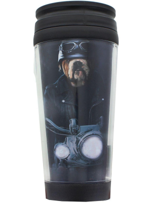 Just Funky Dog Biker 16oz Travel Mug W/ Lid