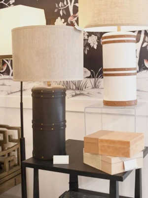 Barrel Table Lamp Leather