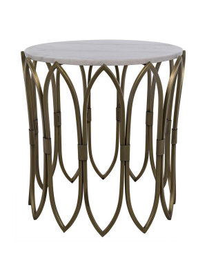 Noir Nola Side Table - Antique Brass