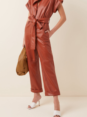 Belted Leather Jumpsuit