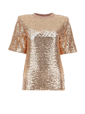 Off-white Sequinned Padded Shoulder T-shirt