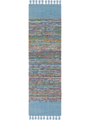 Montauk Border Blue/multi Runner Rug