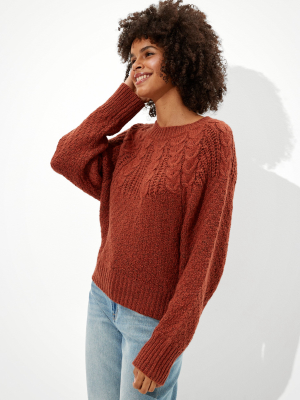 Ae Cable Knit Crew Neck Sweater