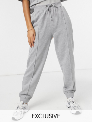 Reclaimed Vintage Inspired Oversized Sweatpants In Gray Marl With Pintuck