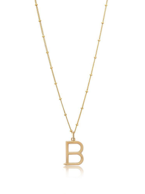 B Initial Necklace - Gold