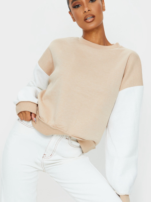 Stone Contrast Sleeve Oversized Sweater