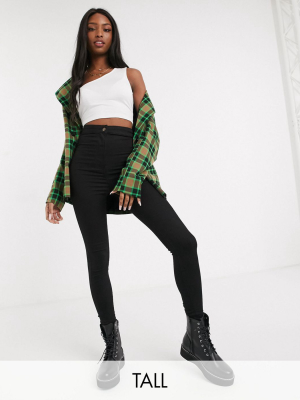 Collusion Tall X002 Super Skinny High Waist Jean In Clean Black