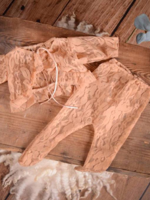 Set Leggings And Blouse - Beige Lace