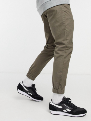 Asos Design Tapered Chino Sweatpants In Khaki