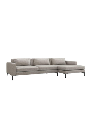 Interlude Home Izzy Right Chaise 2 Piece Sectional - Feather Gray