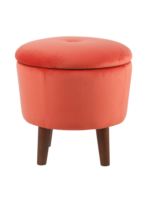 Modern Round Velvet Tufted Storage Ottoman - Homepop