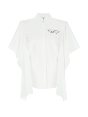 Off-white Text Embroidered Blouse