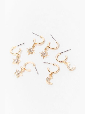 Star & Moon Hoop Earring Set