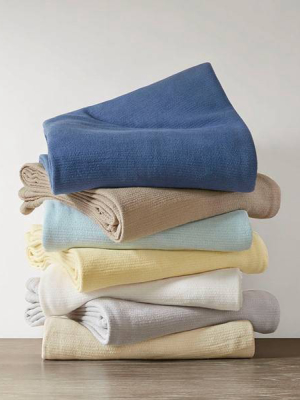 Fresh Spun Basketweave Cotton Blankets Cream