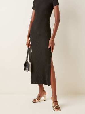 Ksenia Ribbed-knit Backless Maxi Dress