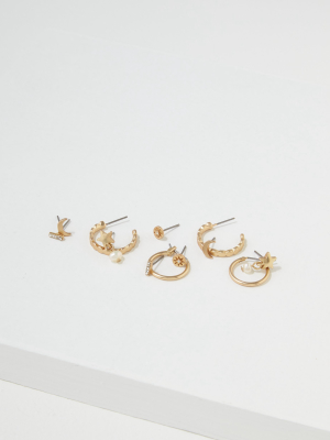 Aeo Moon + Hoop Earrings 6-pack