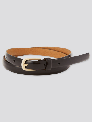 Women Gloss Leather Skinny Belt