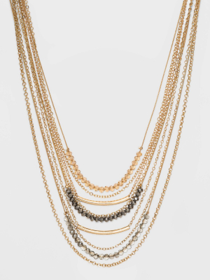 Short Multi Layered With Glass Beads Statement Necklace - A New Day™