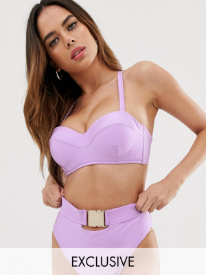 Wolf & Whistle Fuller Bust Exclusive Underwired Bandeau In Lavender