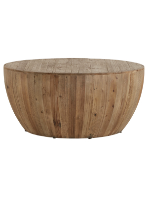 Rochelle Reclaimed Wood Drum Cocktail Table - Natural - Inspire Q