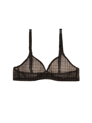 Mirage Seamless Bralette In Camel Plaid