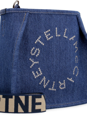 Stella Mccartney Embellished Logo Denim Shoulder Bag