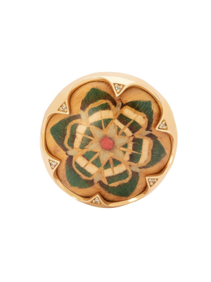 Marquetry Green Rosacea Ring