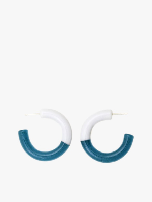 Two Tone Hoop Earrings In Blue Grey