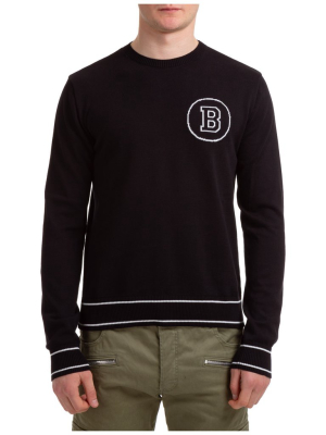 Balmain Logo Intarsia Crewneck Jumper