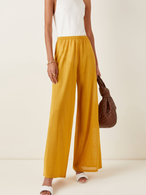 Metallic Jersey Wide-leg Pants