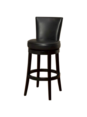 30" Boston Swivel Leather Barstool Hardwood/black - Armen Living