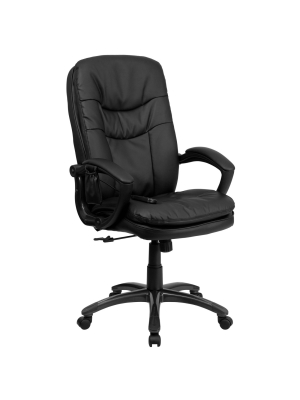 Massaging Executive Swivel Office Chair Black Leather - Flash Furniture