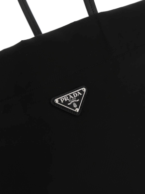 Prada Logo Plaque Tote Bag