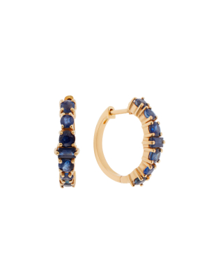 Blue Sapphire Rivulet Spread Round Hoops