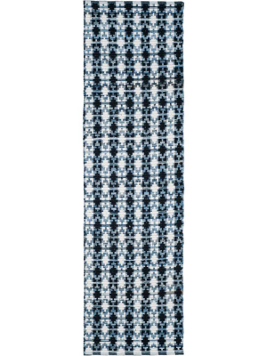 Montauk Mosaic Ivory/blue/black Runner Rug