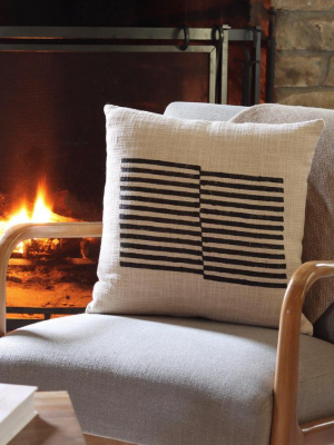 Celestial Stripe Pillow, Black - 18x18