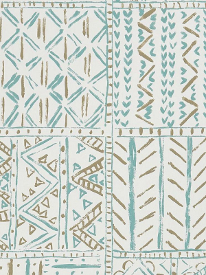 Cloisters Wallpaper In Aqua And Taupe From The Ashdown Collection By Nina Campbell For Osborne & Little