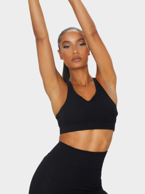 Black Soft Yoga Mesh Back Sports Bra