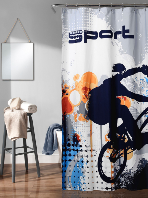 Bmx Shower Curtain Blue - Lush Décor