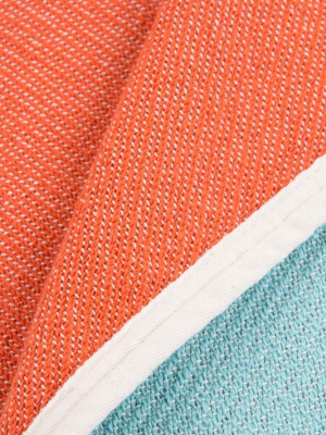 Beached Cotton Beach Towels / Mini Blankets - Tobago Orange / Turquoise