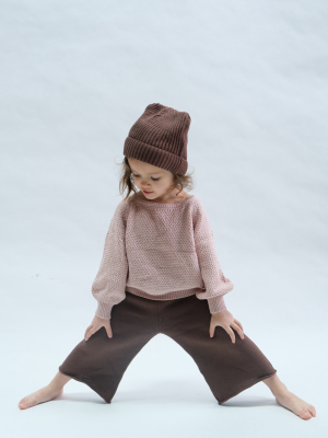 Kids Wide Leg Knit Pants In Chocolate By Raised By Water