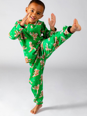 The Ninja Bread | Toddler Green Gingerbread Christmas Pajamas