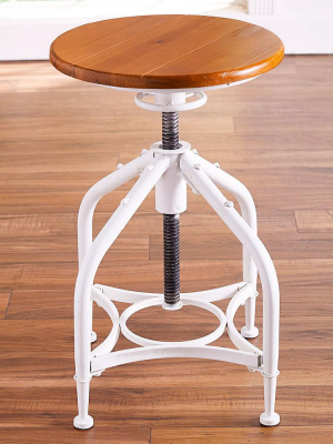 Lakeside Industrial Stool With Adjustable Height, Distressed Finish