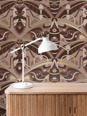 Gold Metallic Wallpaper Art Deco Animaux In Beetle Taupe By Kek Amsterdam