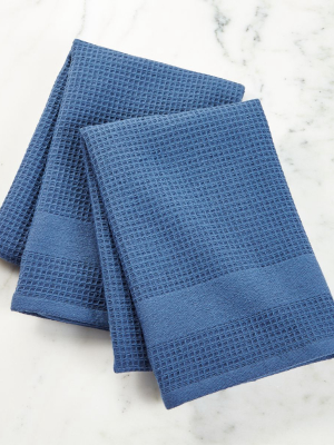 Waffle-terry Indigo Dish Towels, Set Of 2