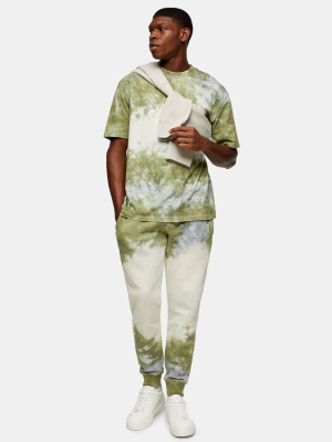 Khaki And Ecru Tie Dye T-shirt