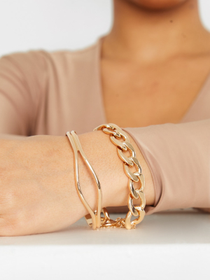 Gold Chunky Chain Assorted Bracelets