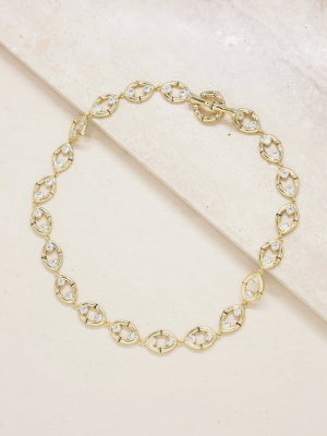 Crystal And 18k Gold Plated Bamboo Eyelet Collar Necklace