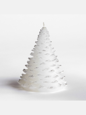 Lakeside Unscented Decorative White Christmas Tree Candle - Lighted Home Accent