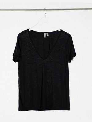 Asos Design Relaxed V-neck T-shirt In Black